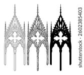 cathedral ornament hand drawing vector isolated on white background.