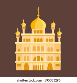 Cathedral orthodox churche temple building landmark tourism world religions and famous structure traditional city ancient old tower vector illustration.