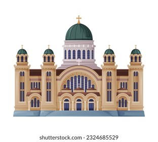 Cathedral of Saint Andrew as Greece Landmark and Traditional Cultural Symbol Vector Illustration