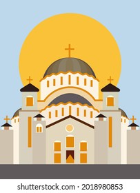 Cathedral of Saint Sava, Belgrade, Serbia, vector illustration