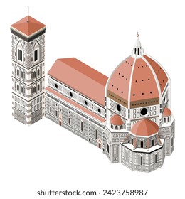 The Cathedral of Santa Maria del Fiore isometric vector illustration svg