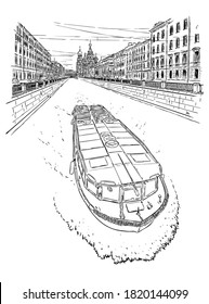 Cathedral Savior on Blood in St. Petersburg, Russia. Hand drawn sketch vector