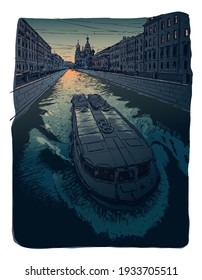 Cathedral Savior on Blood in St. Petersburg, Russia. Hand drawn sketch vector