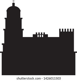 Cathedral silhouette of Malaga in Spain