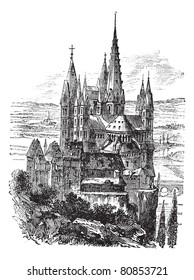 Cathedral of St. George, Limburg-On-The-Lahn vintage engraved illustration. Trousset encyclopedia (1886 - 1891).