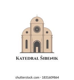 Cathedral of St. James in Sibenik, Croatia. Katedrala sv Jakova, the cathedral is a real highlight of Sibenik. Travel destination. Religious architecture. Flat style vector illustration