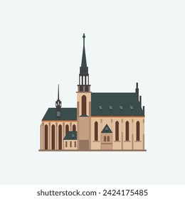 Cathedral of St. Peter and Paul, Brno. lat style illustration.