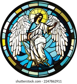 Cathedral stained glass window of angel Gabriel