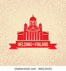 Cathedral The symbol of Helsinki, Finland. Vector silhouette. Icon for travel agency. 