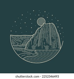 caCathedral valley loop capitol reef parque nacional mono line vector para parche, placa, emblema, arte t-shirt diseño