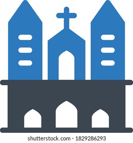 icono de color de glifo vectorial de la catedral