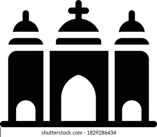 icono plano de glifo vectorial de la catedral 