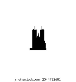 Ícone de vetor Catedral. Pictograma isolado pequeno e minimalista da igreja europeia, logotipo, contorno preto e branco