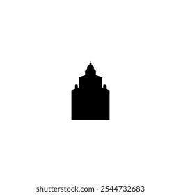 Ícone de vetor Catedral. Pictograma isolado pequeno e minimalista da igreja europeia, logotipo, contorno preto e branco