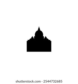 Ícone de vetor Catedral. Pictograma isolado pequeno e minimalista da igreja europeia, logotipo, contorno preto e branco