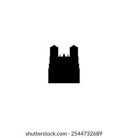 Ícone de vetor Catedral. Pictograma isolado pequeno e minimalista da igreja europeia, logotipo, contorno preto e branco