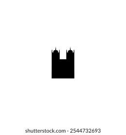 Ícone de vetor Catedral. Pictograma isolado pequeno e minimalista da igreja europeia, logotipo, contorno preto e branco