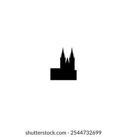 Ícone de vetor Catedral. Pictograma isolado pequeno e minimalista da igreja europeia, logotipo, contorno preto e branco