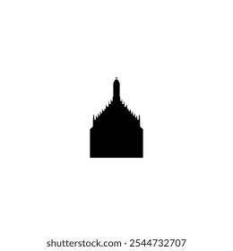 Ícone de vetor Catedral. Pictograma isolado pequeno e minimalista da igreja europeia, logotipo, contorno preto e branco