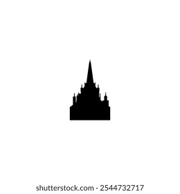 Ícone de vetor Catedral. Pictograma isolado pequeno e minimalista da igreja europeia, logotipo, contorno preto e branco