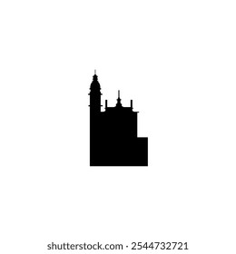 Ícone de vetor Catedral. Pictograma isolado pequeno e minimalista da igreja europeia, logotipo, contorno preto e branco