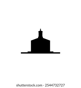 Ícone de vetor Catedral. Pictograma isolado pequeno e minimalista da igreja europeia, logotipo, contorno preto e branco