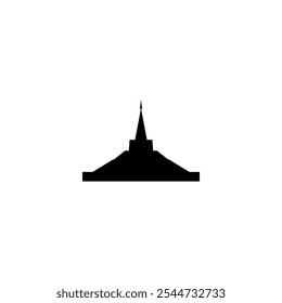 Ícone de vetor Catedral. Pictograma isolado pequeno e minimalista da igreja europeia, logotipo, contorno preto e branco