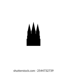 Ícone de vetor Catedral. Pictograma isolado pequeno e minimalista da igreja europeia, logotipo, contorno preto e branco