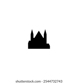 Ícone de vetor Catedral. Pictograma isolado pequeno e minimalista da igreja europeia, logotipo, contorno preto e branco