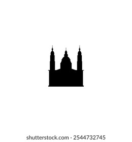 Ícone de vetor Catedral. Pictograma isolado pequeno e minimalista da igreja europeia, logotipo, contorno preto e branco