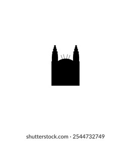 Ícone de vetor Catedral. Pictograma isolado pequeno e minimalista da igreja europeia, logotipo, contorno preto e branco