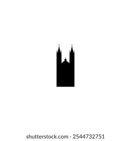 Ícone de vetor Catedral. Pictograma isolado pequeno e minimalista da igreja europeia, logotipo, contorno preto e branco