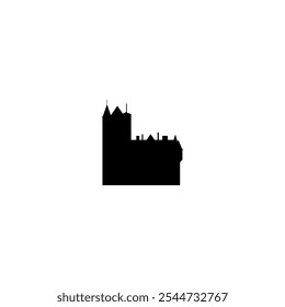 Ícone de vetor Catedral. Pictograma isolado pequeno e minimalista da igreja europeia, logotipo, contorno preto e branco