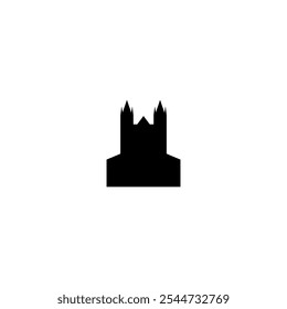 Ícone de vetor Catedral. Pictograma isolado pequeno e minimalista da igreja europeia, logotipo, contorno preto e branco