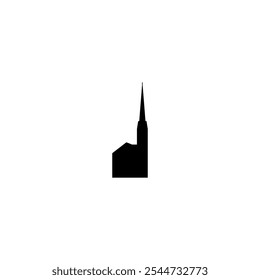 Ícone de vetor Catedral. Pictograma isolado pequeno e minimalista da igreja europeia, logotipo, contorno preto e branco