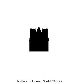 Ícone de vetor Catedral. Pictograma isolado pequeno e minimalista da igreja europeia, logotipo, contorno preto e branco