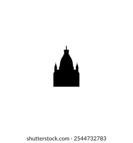 Ícone de vetor Catedral. Pictograma isolado pequeno e minimalista da igreja europeia, logotipo, contorno preto e branco