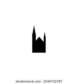 Ícone de vetor Catedral. Pictograma isolado pequeno e minimalista da igreja europeia, logotipo, contorno preto e branco