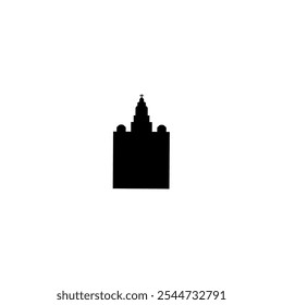 Ícone de vetor Catedral. Pictograma isolado pequeno e minimalista da igreja europeia, logotipo, contorno preto e branco