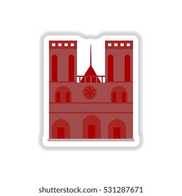 Cathedral Vector illustration in paper sticker style Santiago Metropolitan Cathedral Chile