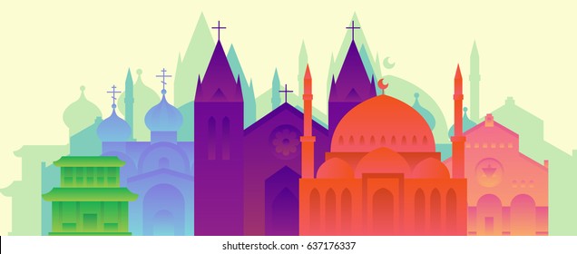 Cathedrals and churches infographic set