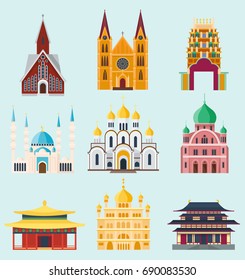 Cathedrals and churches temple building landmark tourism vector