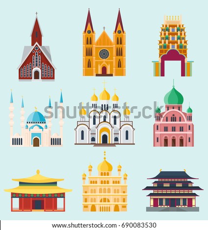 Cathedrals and churches temple building landmark tourism vector