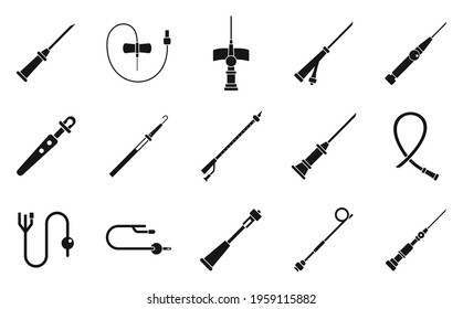 Catheter icons set. Simple set of catheter vector icons for web design on white background