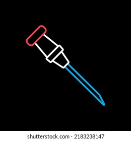 Icono de vector cateter sobre fondo negro. Medicina y salud, signo de apoyo médico. Símbolo gráfico para diseño de aplicaciones y sitios web médicos, logotipo, aplicación, interfaz de usuario