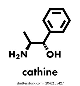 Cathine khat stimulant molecule. Present in Catha edulis (khat). Skeletal formula.