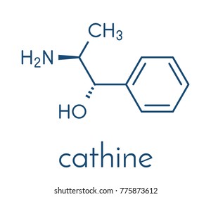 Cathine khat stimulant molecule. Present in Catha edulis (khat). Skeletal formula.