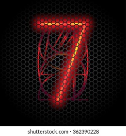 Cathode digit number 7 vector illustration.