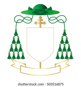 Catholic Archbishop coat of arms - Ecclesiastical heraldry vector design, blank template.