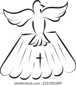 Catholic Baptism. Baptism symbol Sacraments of Catholic Church Eucharist.